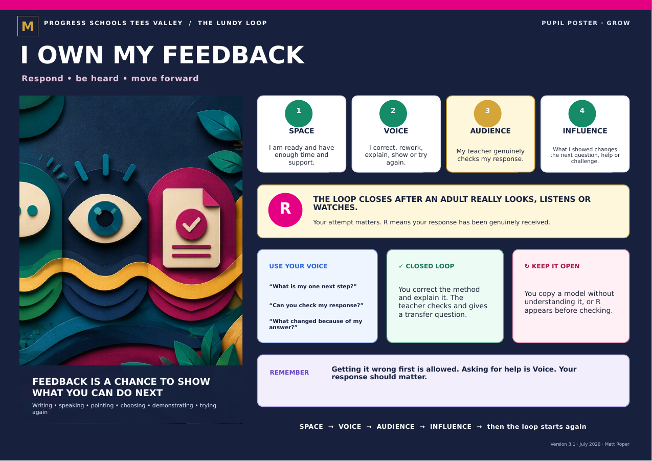 GROW — I Own My Feedback LundyLoop pupil poster
